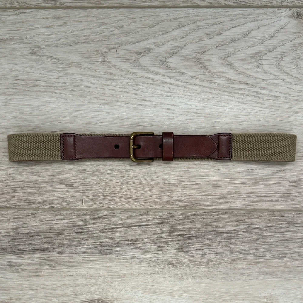 Polo Ralph Lauren Brown Leather and Tan Woven Belt.